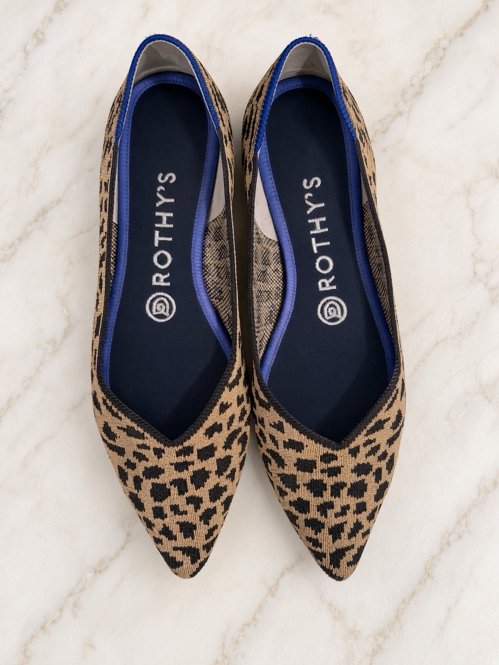 Rothy's Leopard Print Pointed Toe Flats - Tan and Black